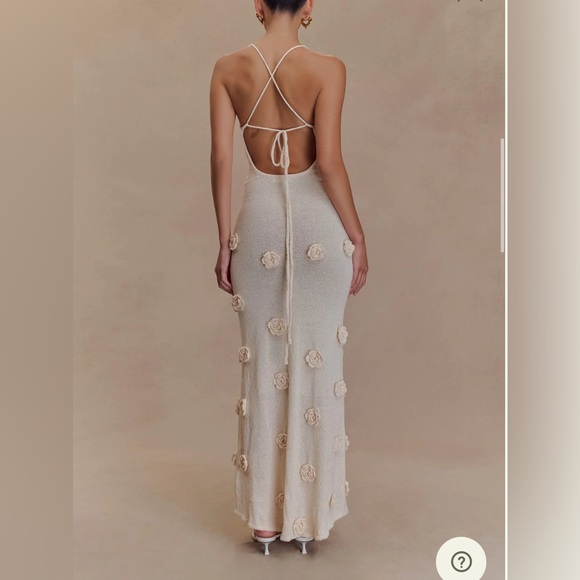 MESHKI Suki Knit Maxi Dress With Flowers - Nude - Picture 3 of 8